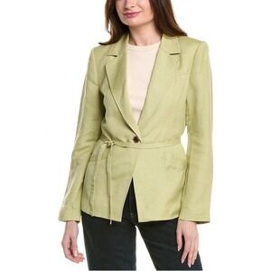 PAIGE Genova Linen blend Blazer Pale Olive Sz 4 Belted One Button